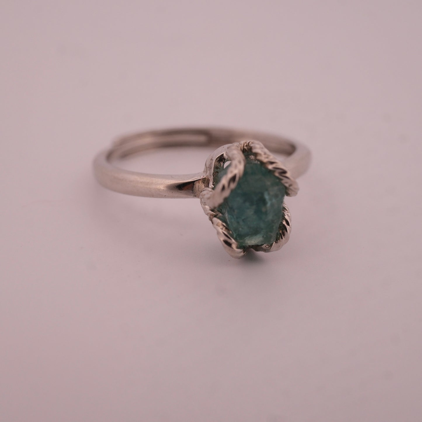 Raw High Grade Green Kyanite S925 Adjustable Ring