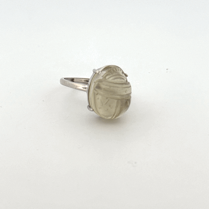 Large Libyan Desert Glass S925 Certified Adjustable Ring