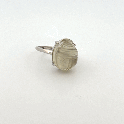 Large Libyan Desert Glass S925 Certified Adjustable Ring