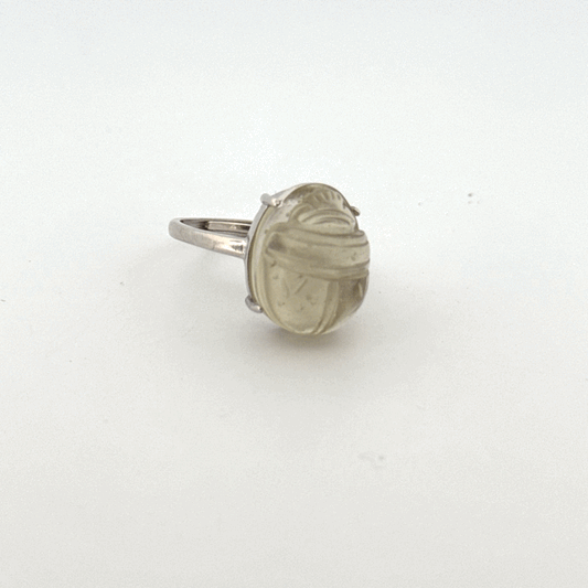 Large Libyan Desert Glass S925 Certified Adjustable Ring