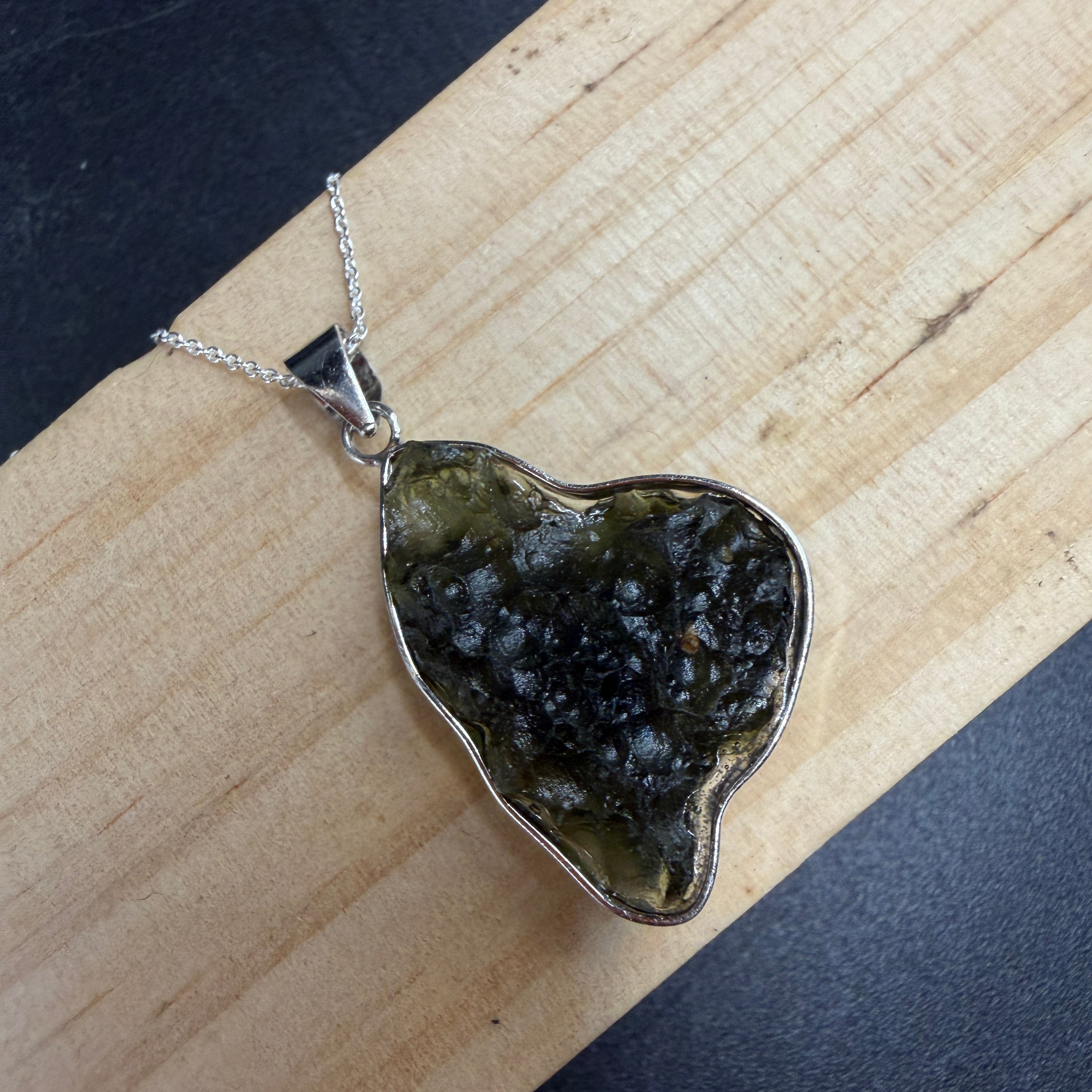 Raw Moldavite S925 Certified Necklace