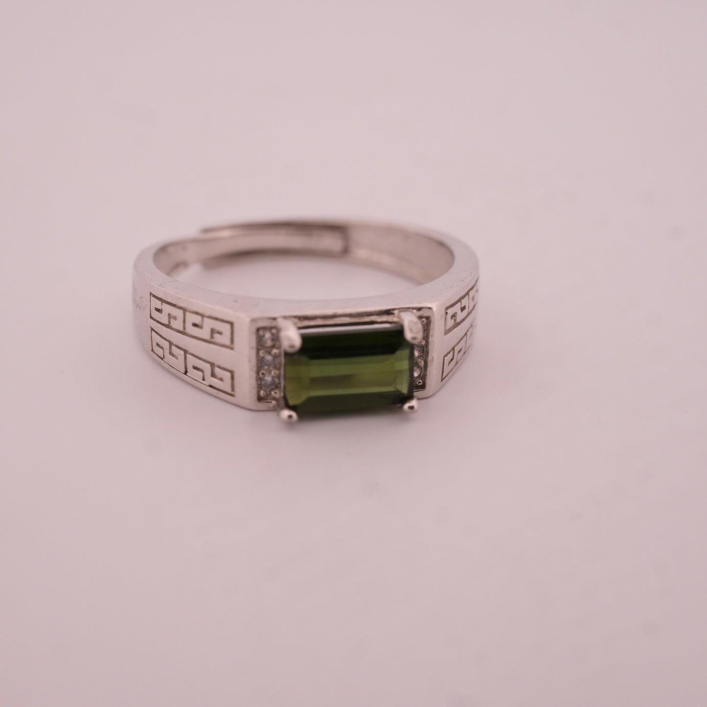 Green Tourmaline S925 Adjustable Ring