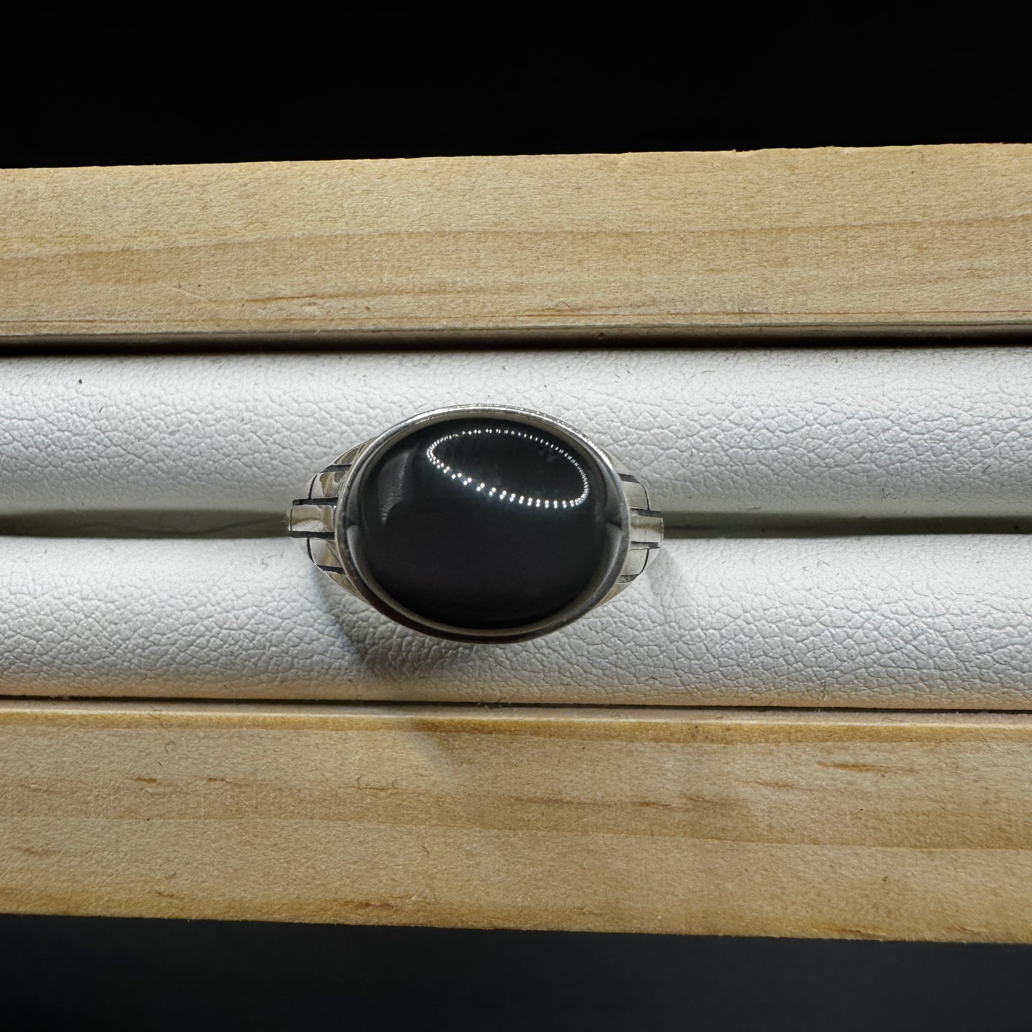 Obsidian S925 Adjustable Ring