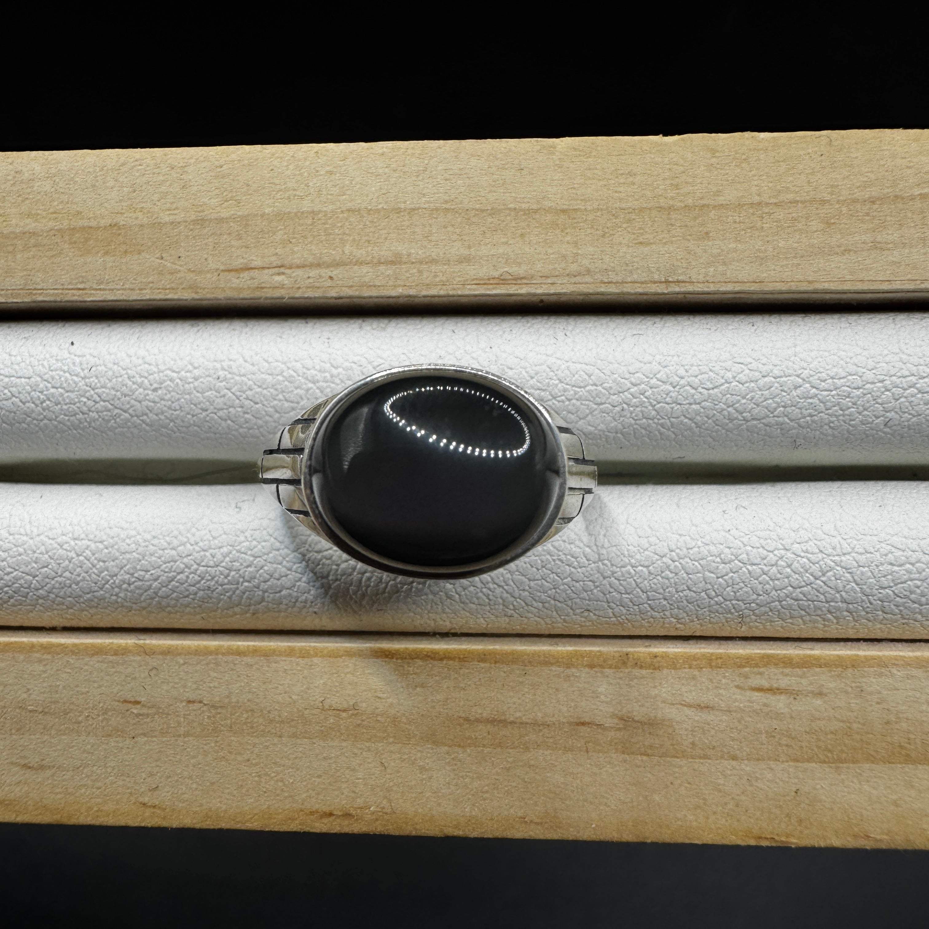 Obsidian S925 Adjustable Ring