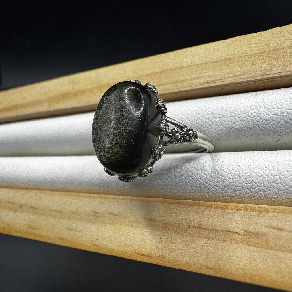 Golden Sheen Obsidian Ring
