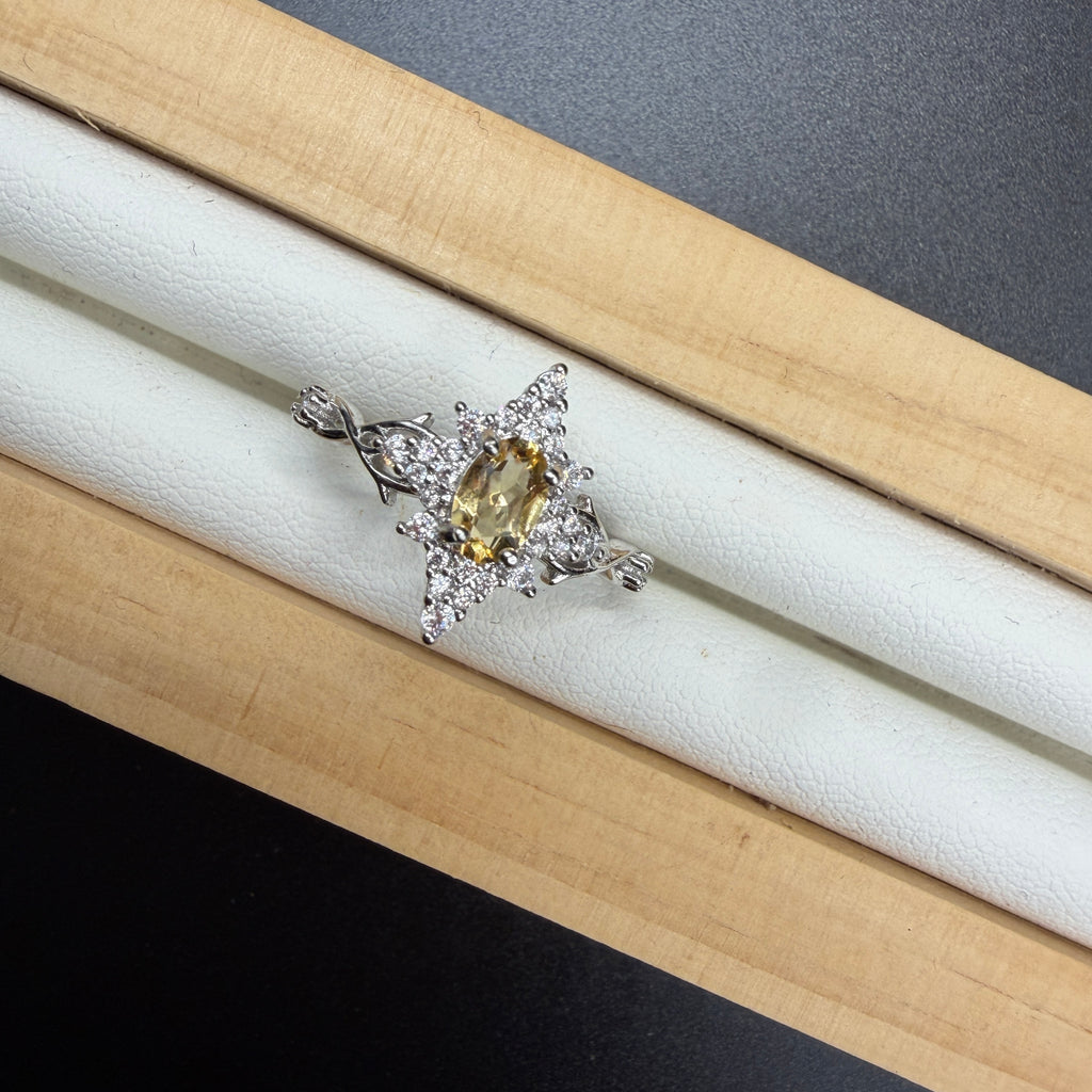Citrine Star S925 Adjustable Ring