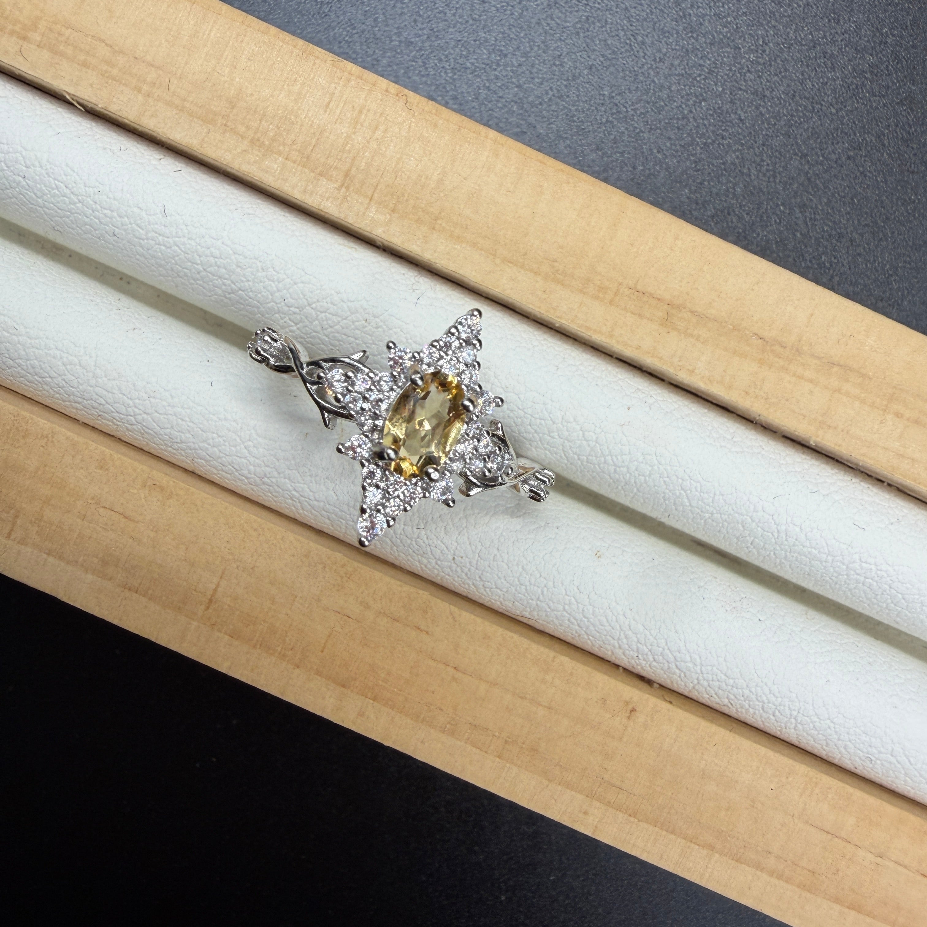 Citrine Star S925 Adjustable Ring