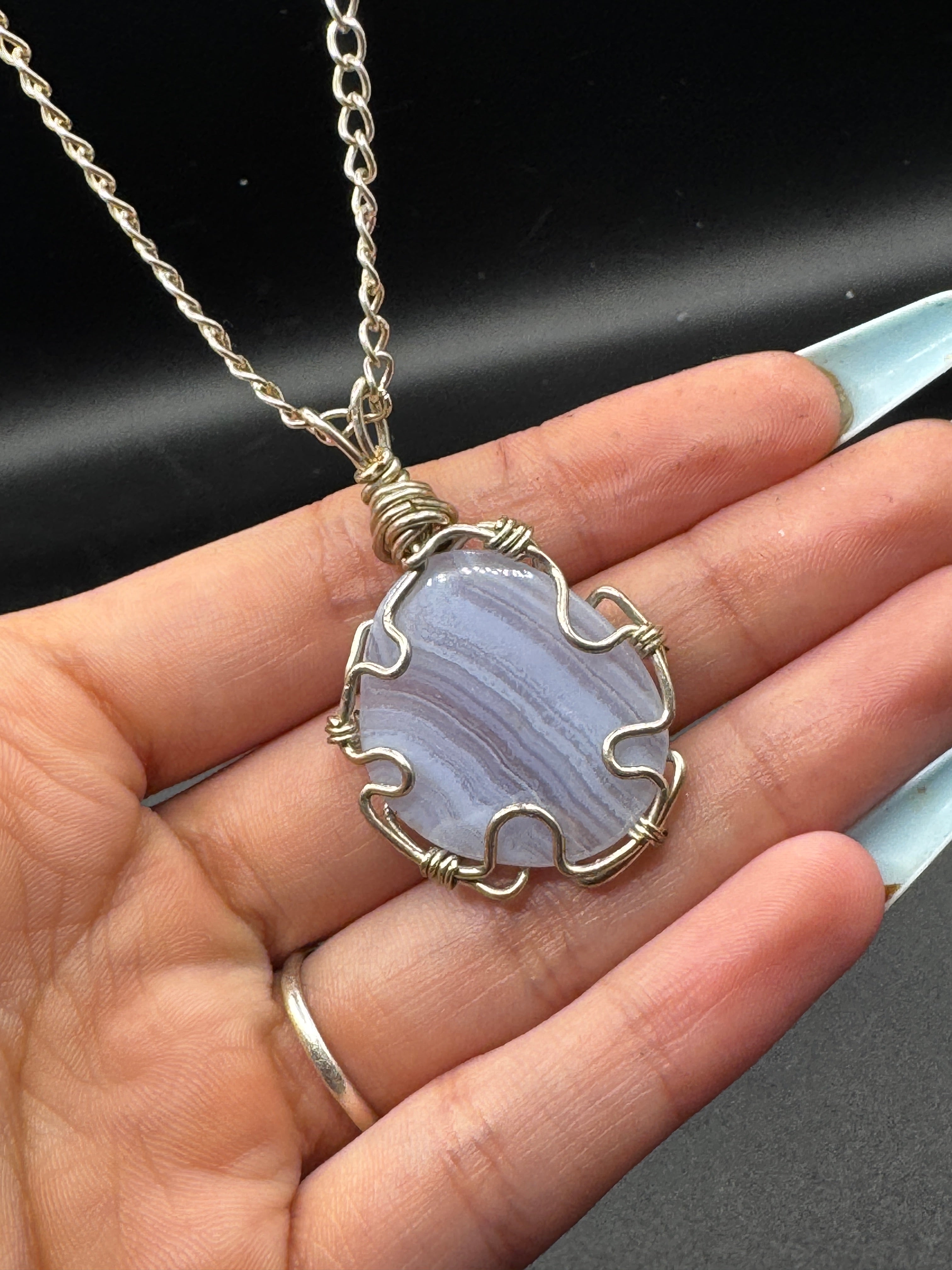 Handmade Blue Lace Agate Necklace