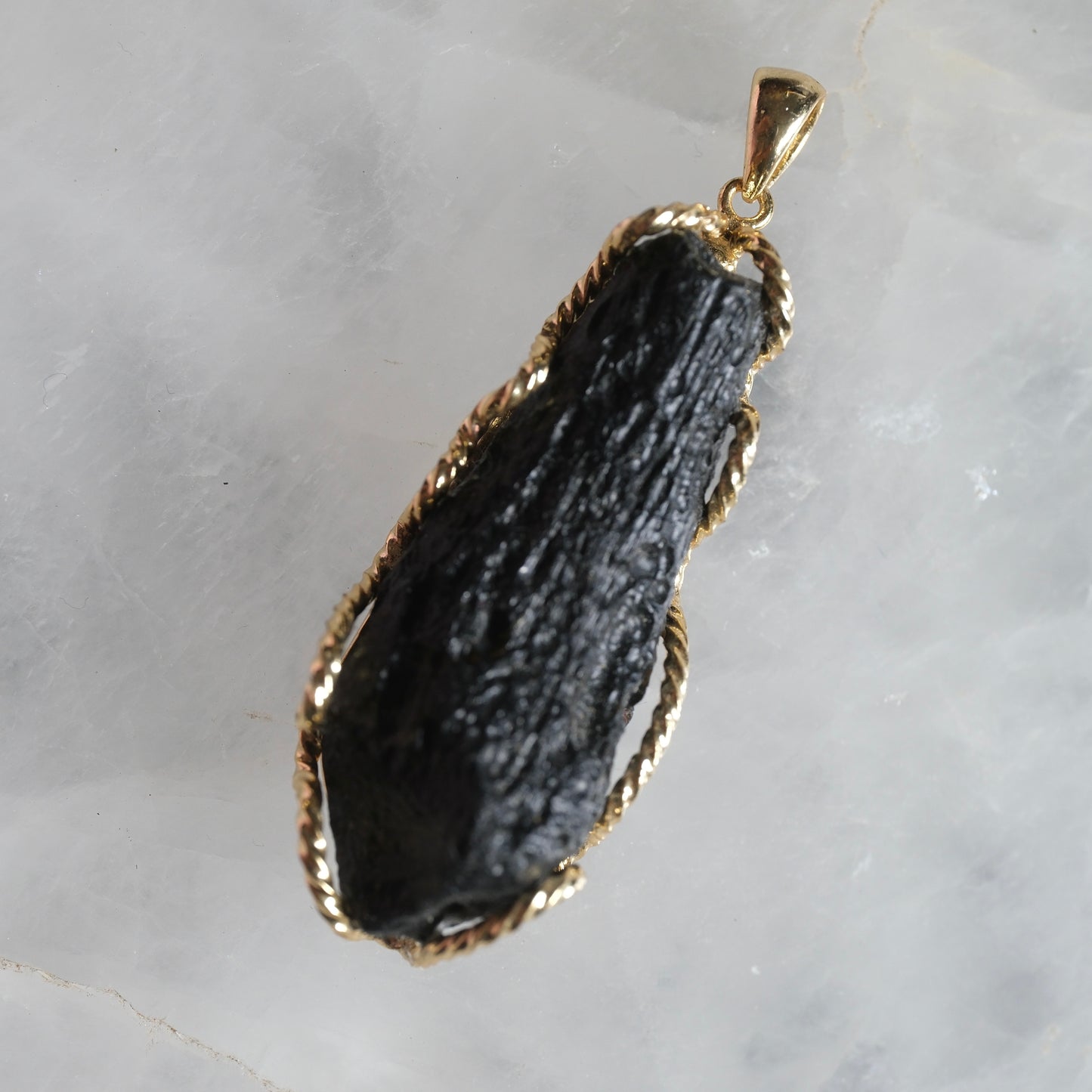 Raw Cintamani Stone Large Gold Necklace