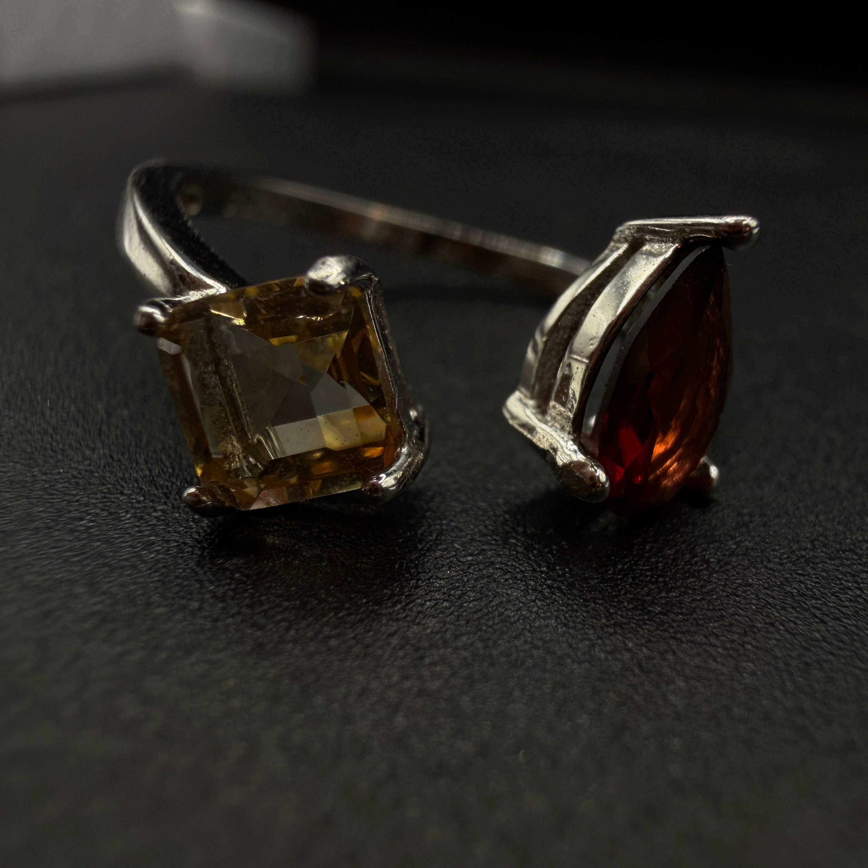Citrine and Garnet S925 Adjustable Ring