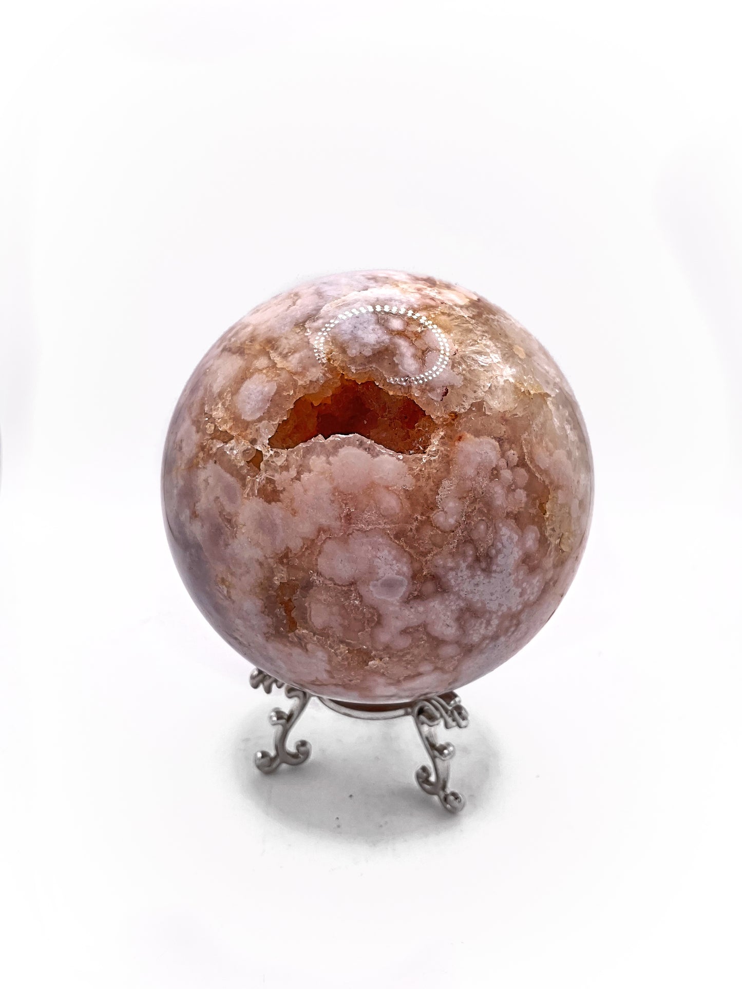 Large Flower Agate Pink Amethyst Sphere