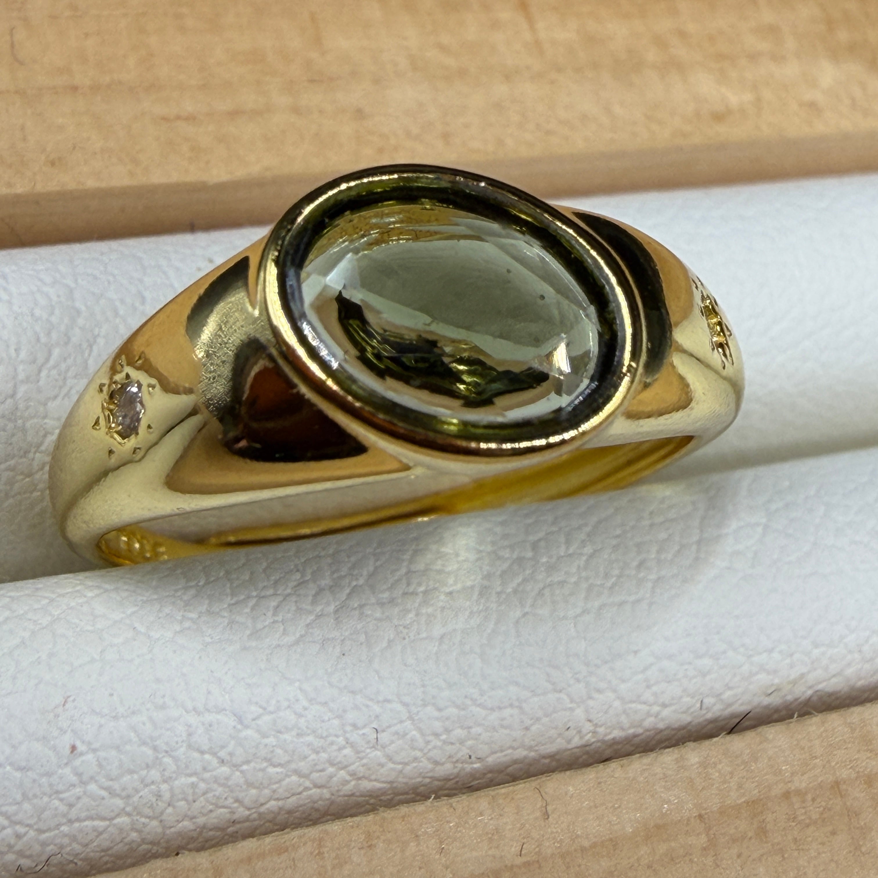 Moldavite S925 Adjustable Certified Gold Ring