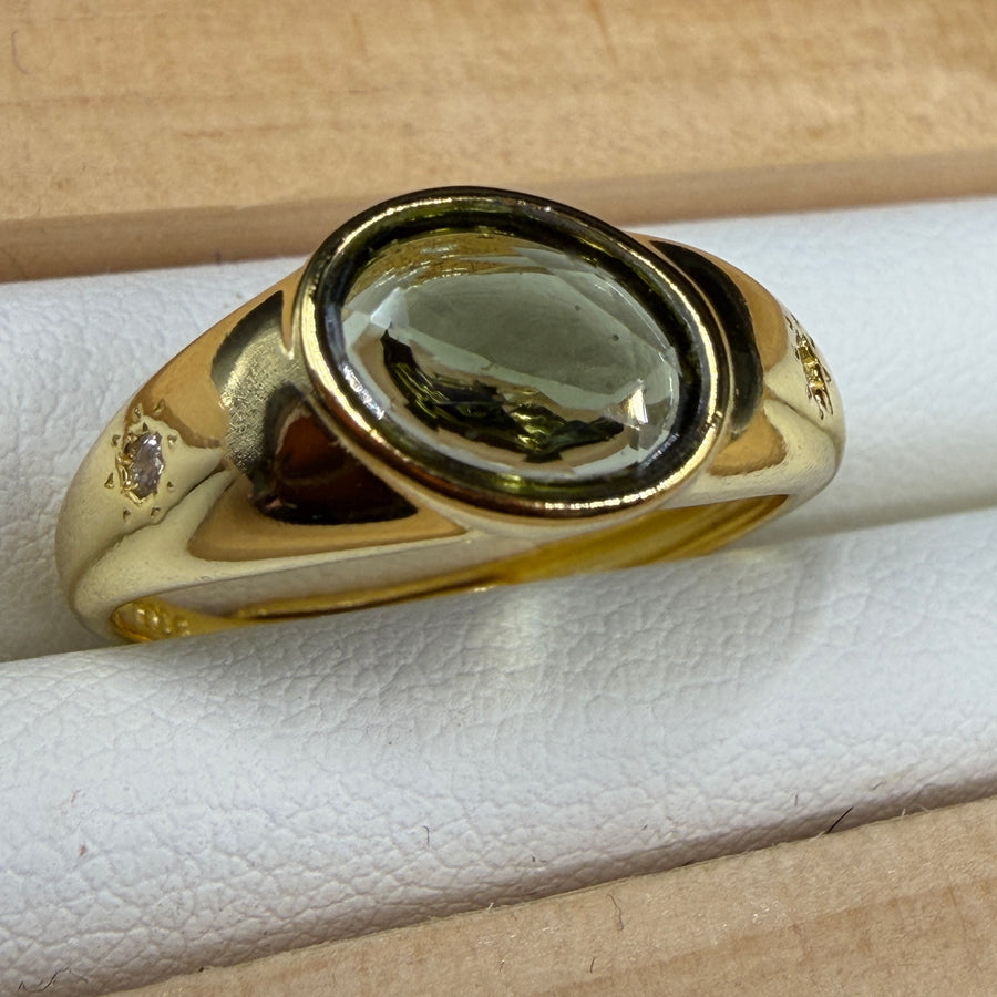 Moldavite S925 Adjustable Certified Gold Ring