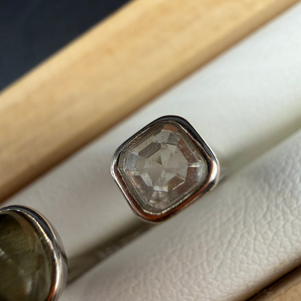 Libyan Desert Glass and Moldavite S925 Certified Ring