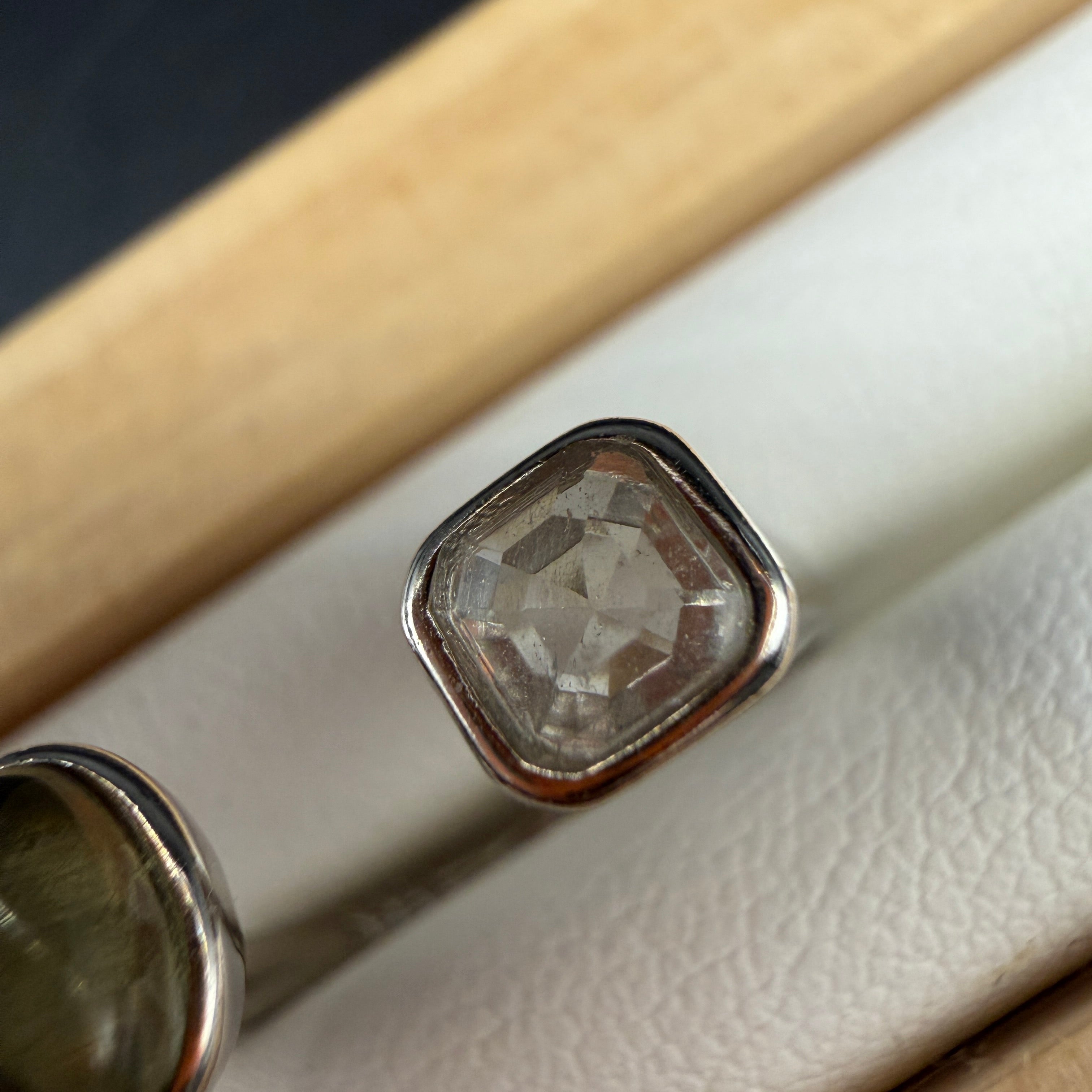 Libyan Desert Glass and Moldavite S925 Certified Ring