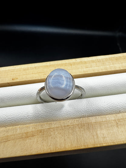 Blue Lace Agate S925 Adjustable Ring