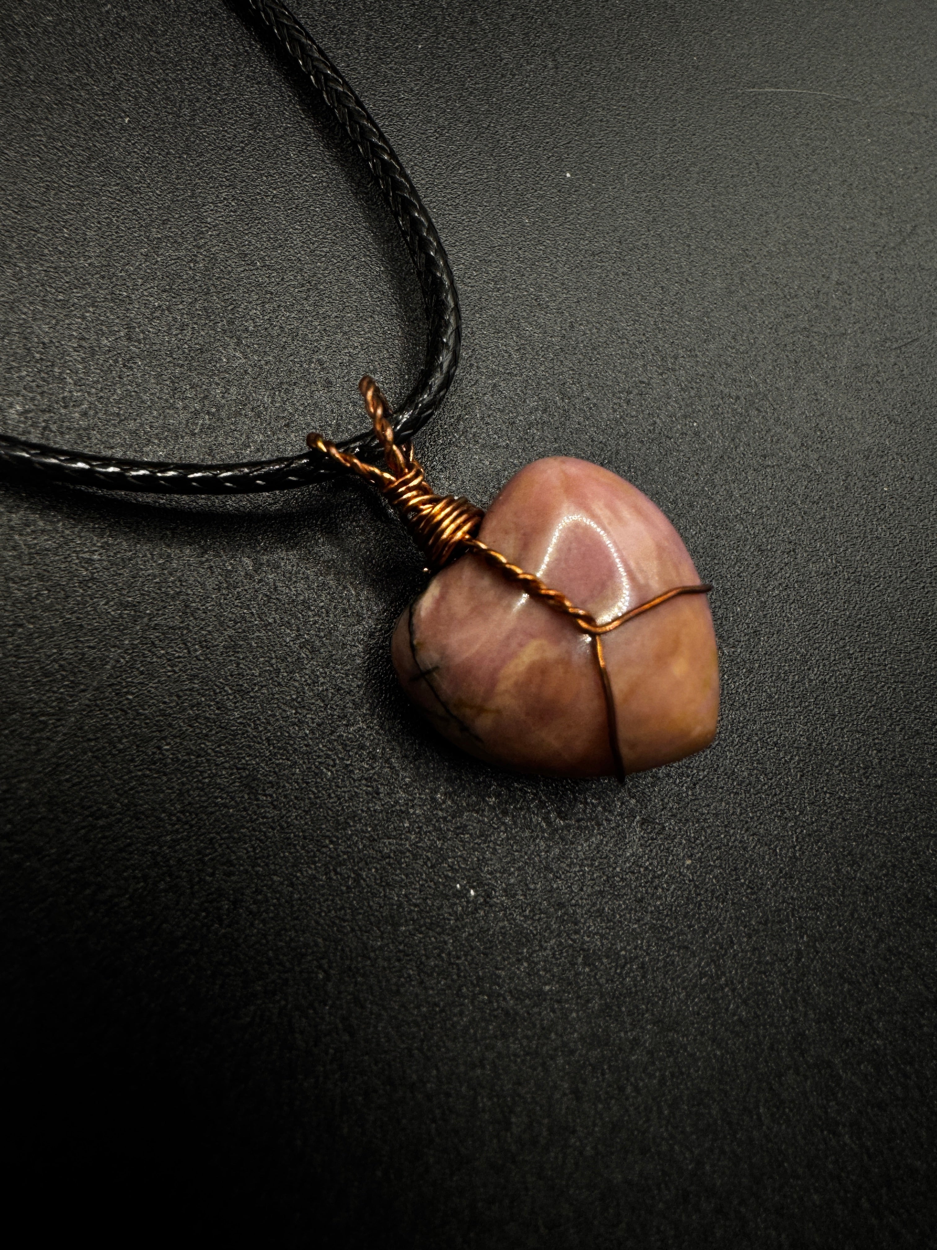 Handmade Rhodonite Heart Necklace