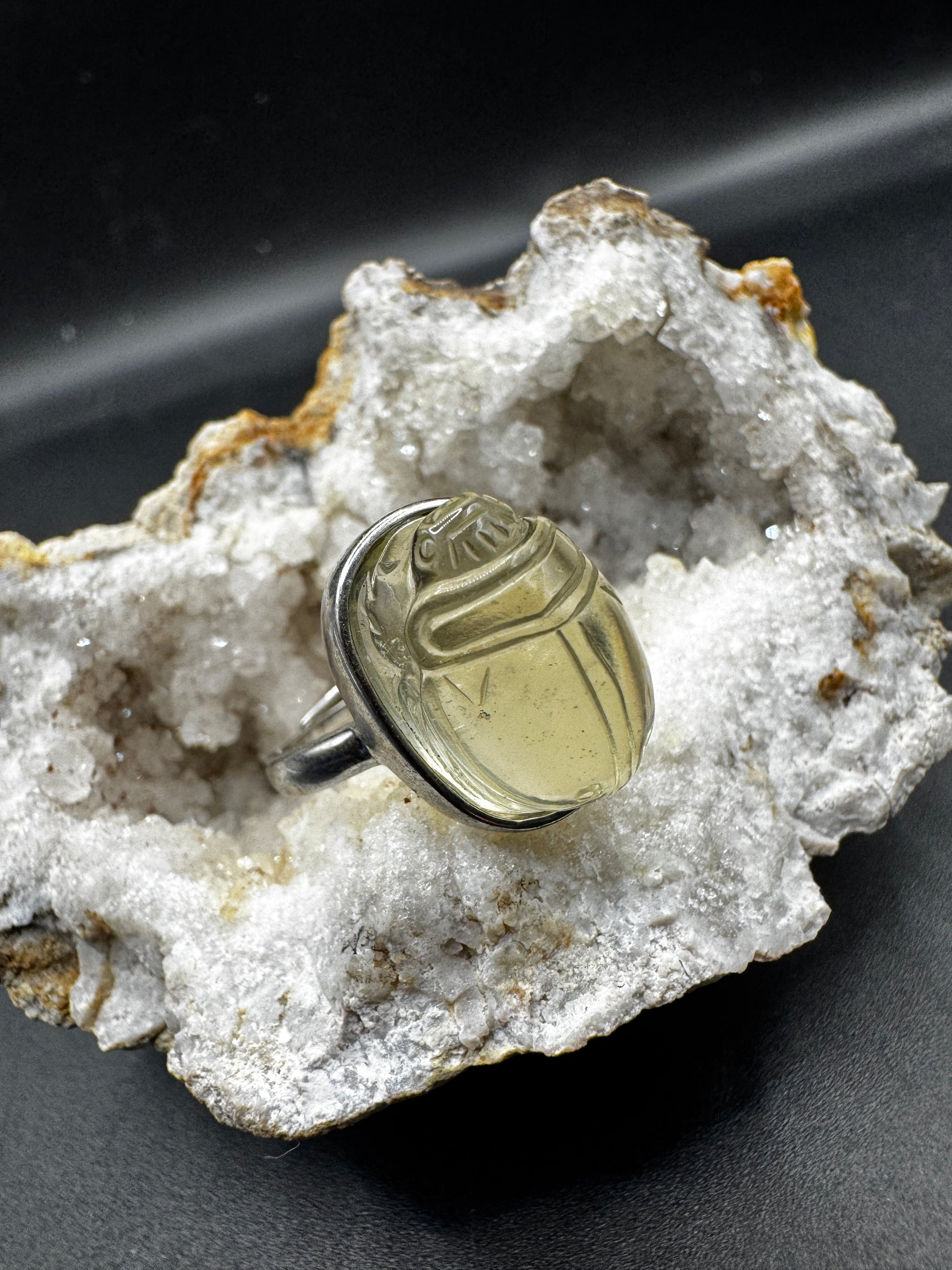 Libyan Desert Glass Scarab Ring