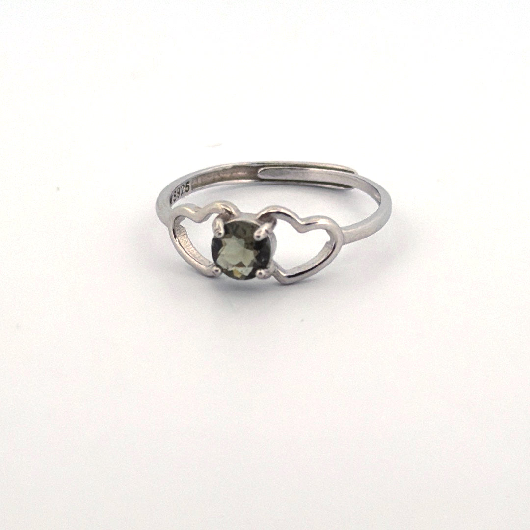 Moldavite S925 Adjustable Certified Ring