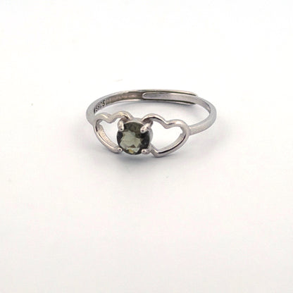Moldavite S925 Adjustable Certified Ring