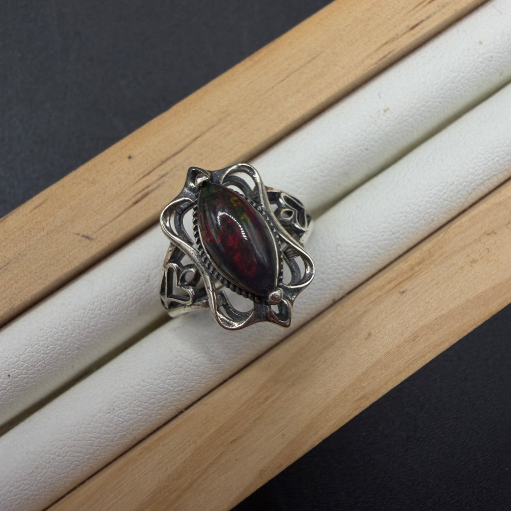 Black Opal S925 Adjustable Ring