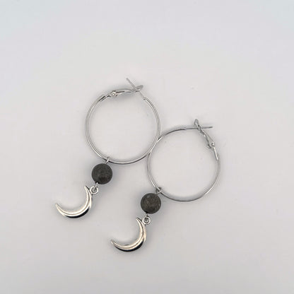 Pyrite Moon Handmade Hoop Earrings
