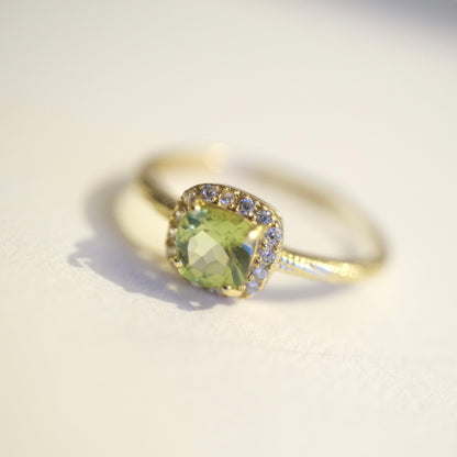 Peridot S925 Gold Adjustable Ring
