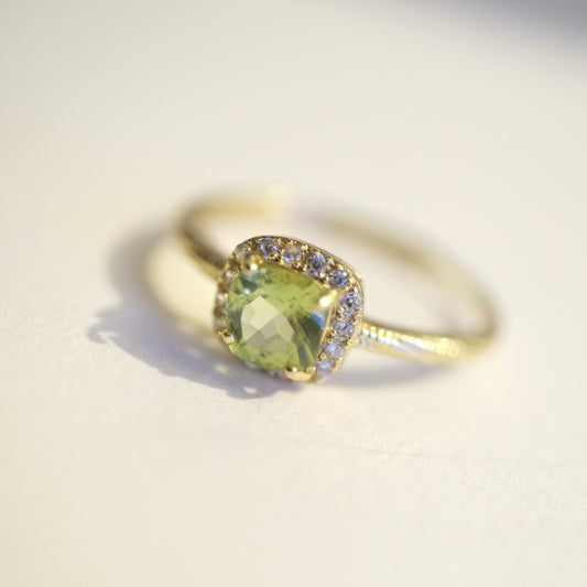 Peridot S925 Gold Adjustable Ring