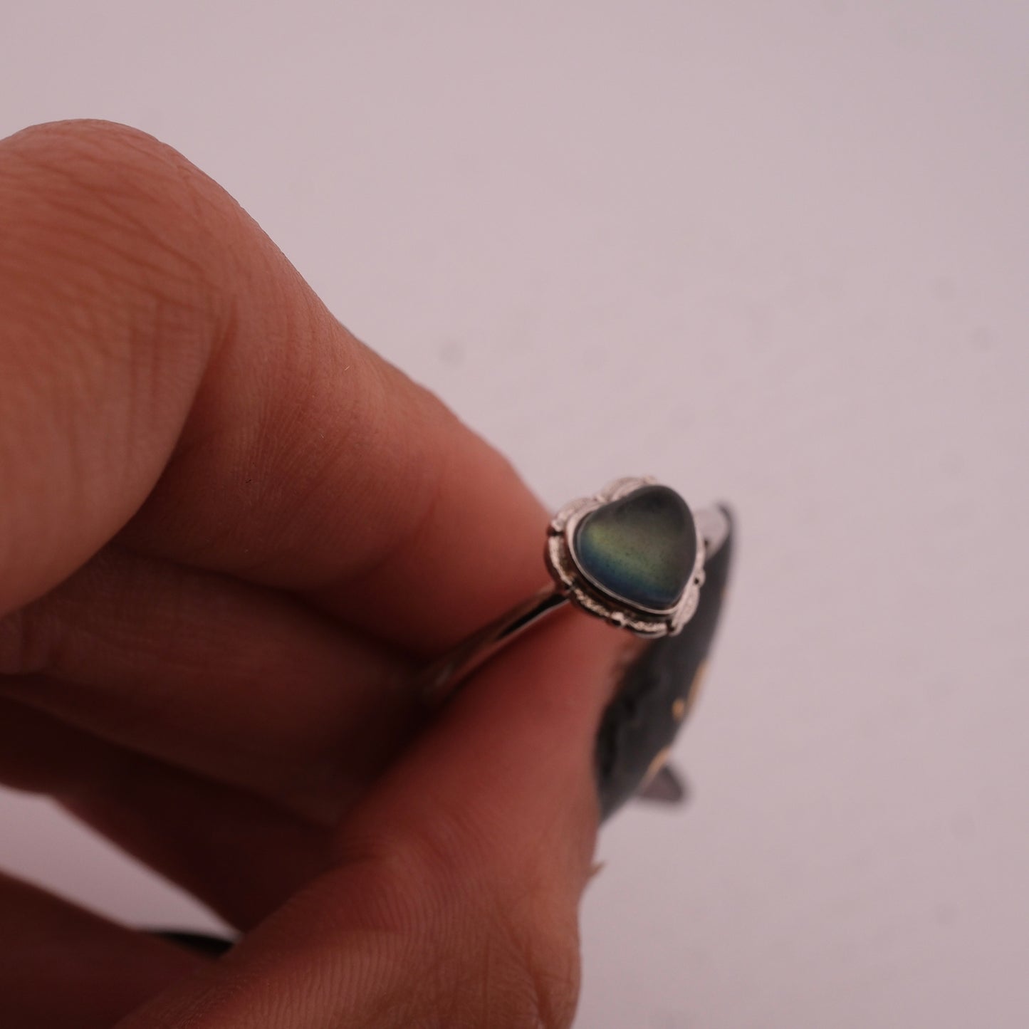 Labradorite Heart S925 Adjustable Ring