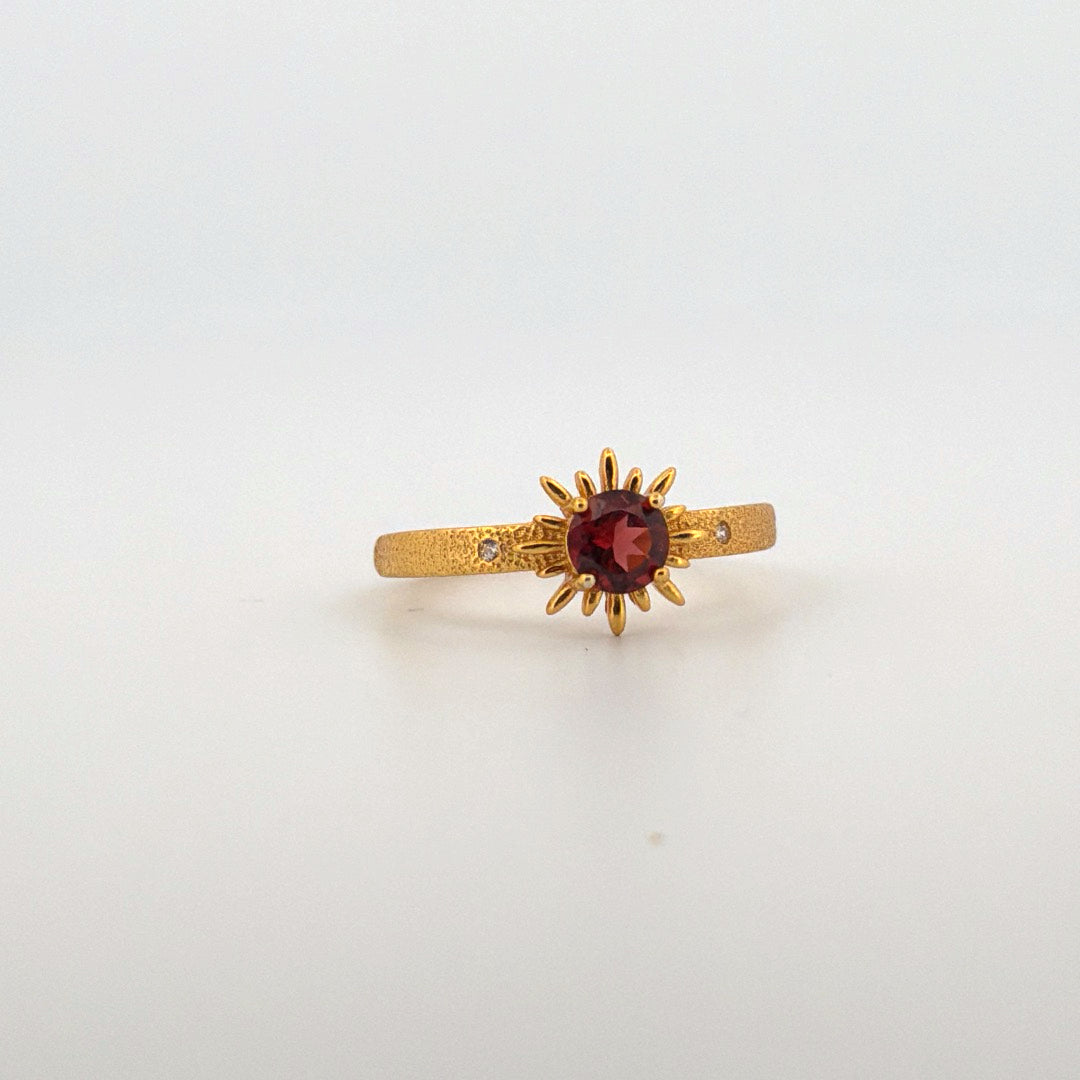 Garnet Gold S925 Adjustable Ring