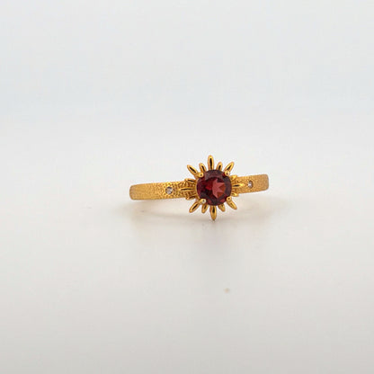 Garnet Gold S925 Adjustable Ring