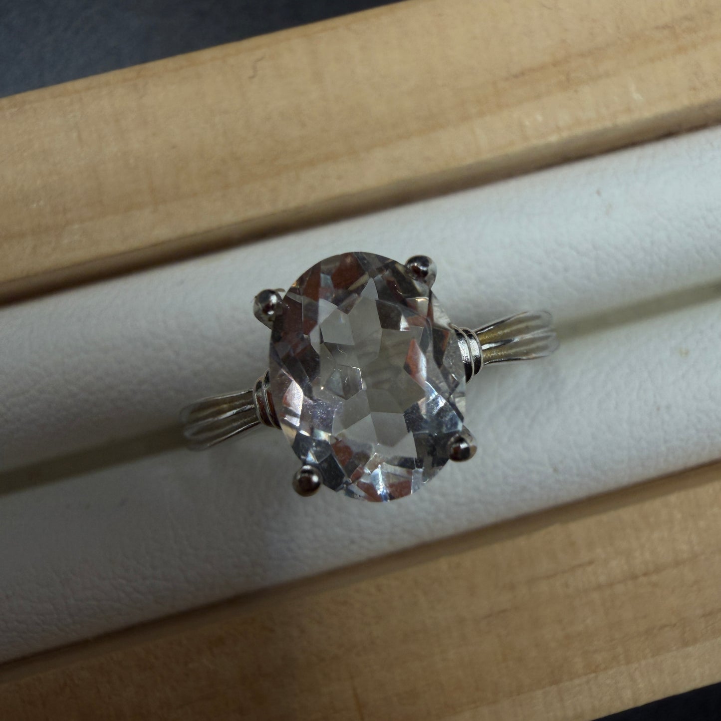 Clear Quartz S925 Adjustable Ring