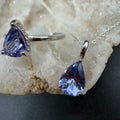 Tanzanite Teardrop Ring and Necklace S925 Certified Set