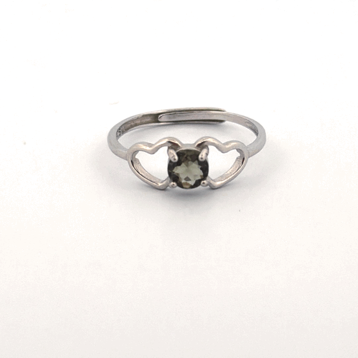 Moldavite S925 Adjustable Certified Ring
