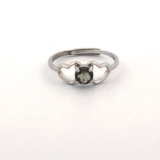 Moldavite S925 Adjustable Certified Ring