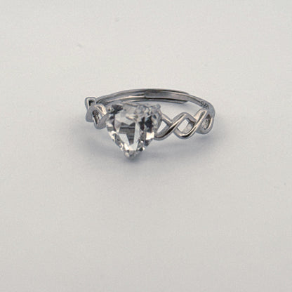 Clear Quartz Heart S925 Adjustable Ring
