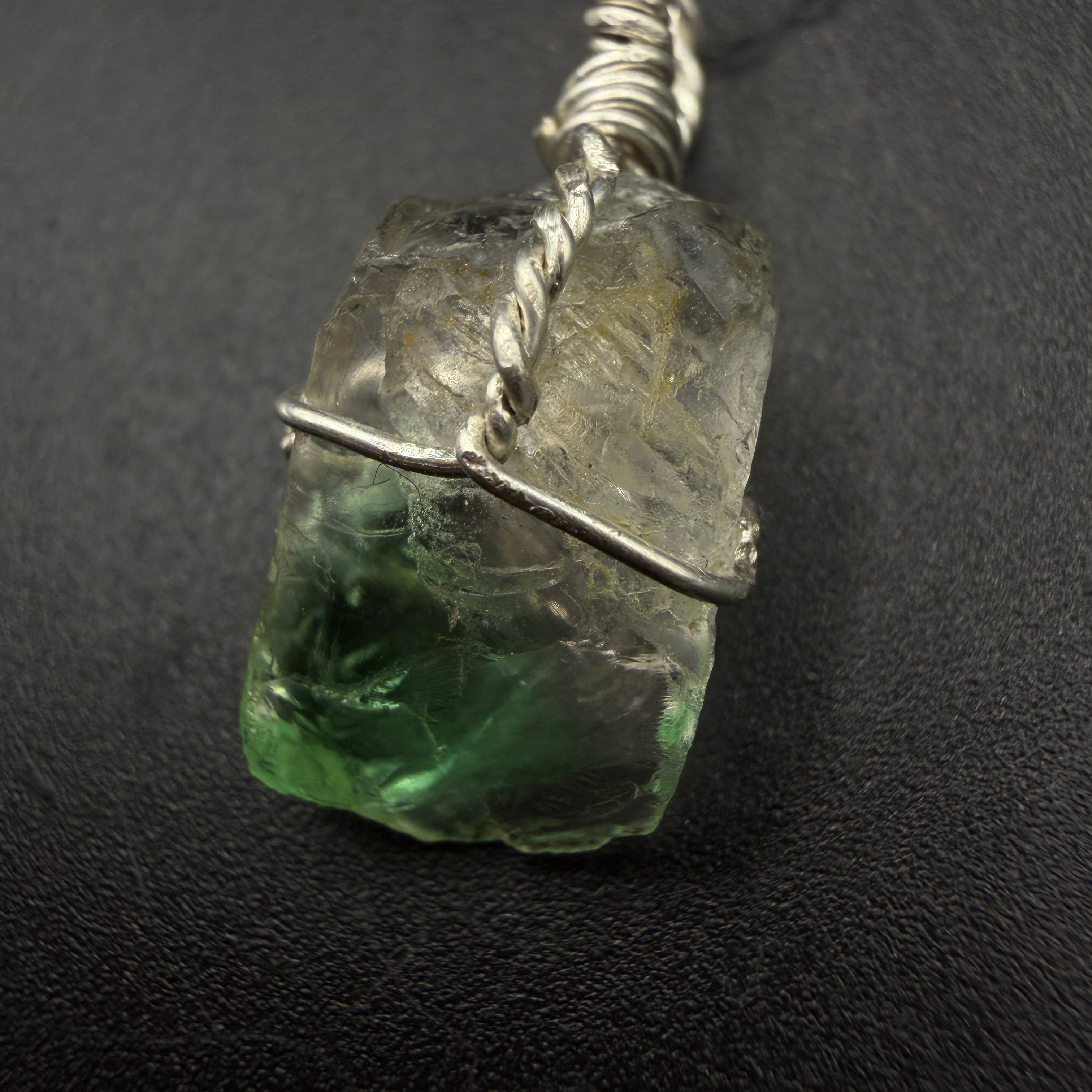 Green Lemurian Fluorite S925 Handmade Necklace