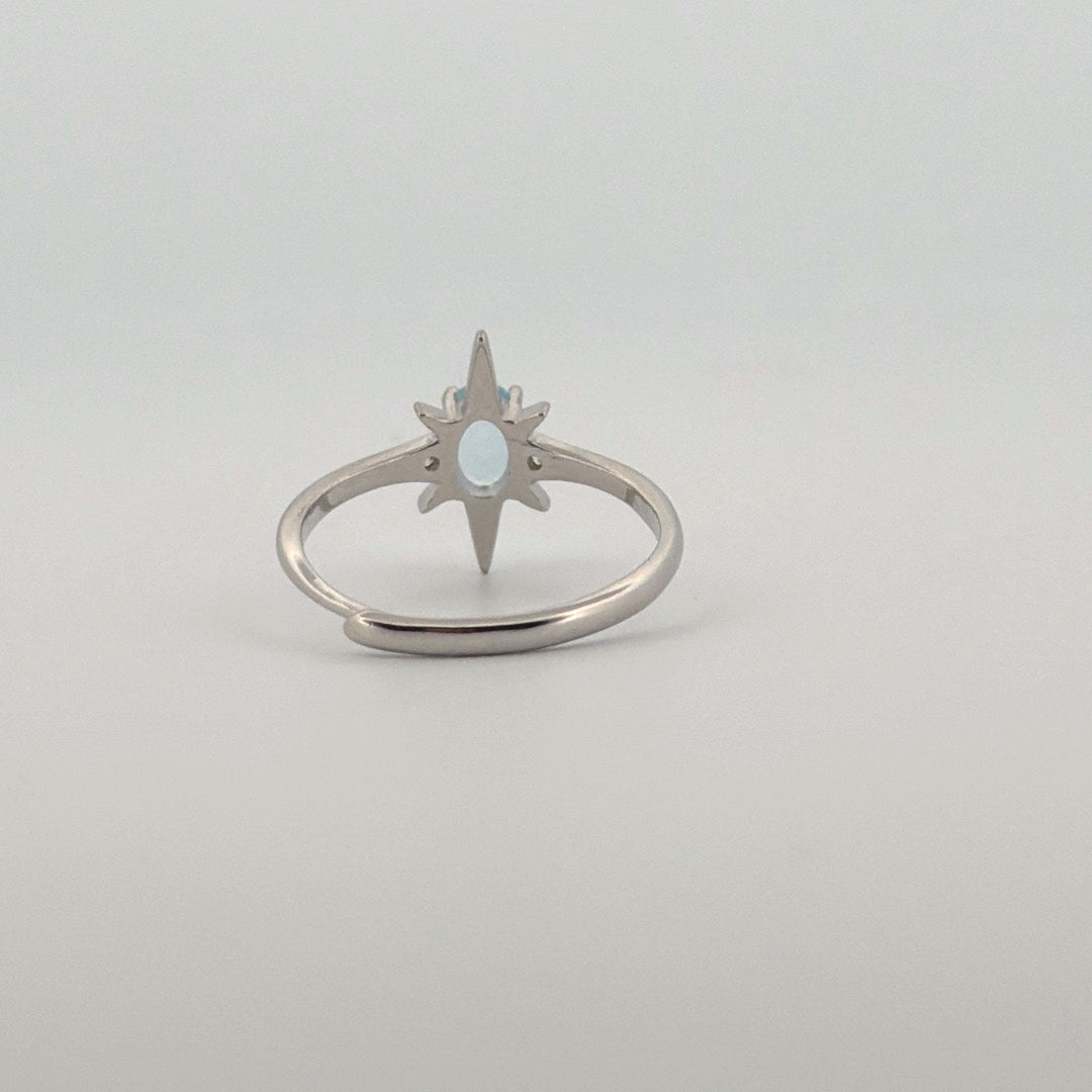Aquamarine S925 Adjustable Ring