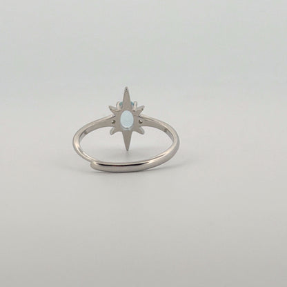 Aquamarine S925 Adjustable Ring