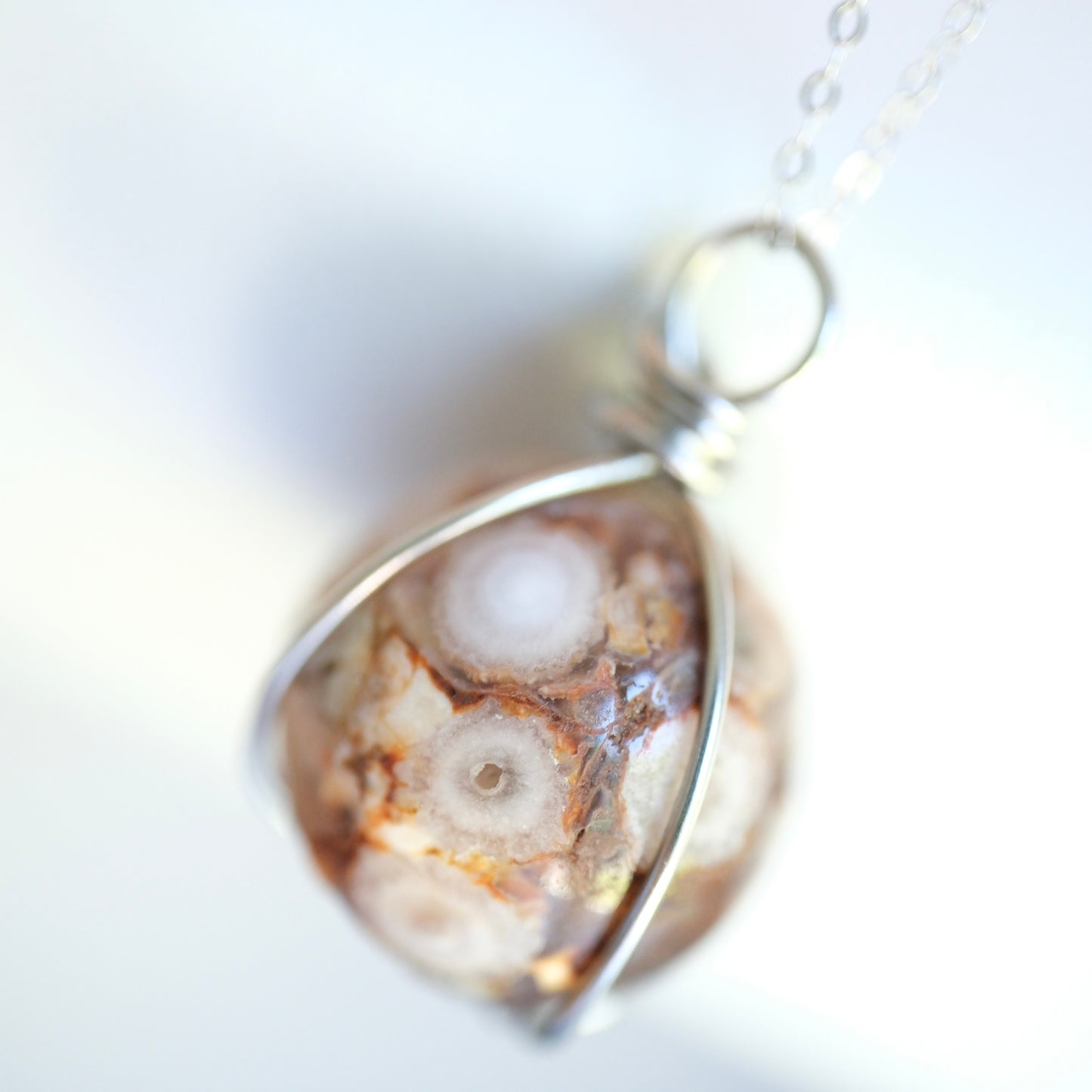 Flower Agate Handmade Necklace with S925 Chain