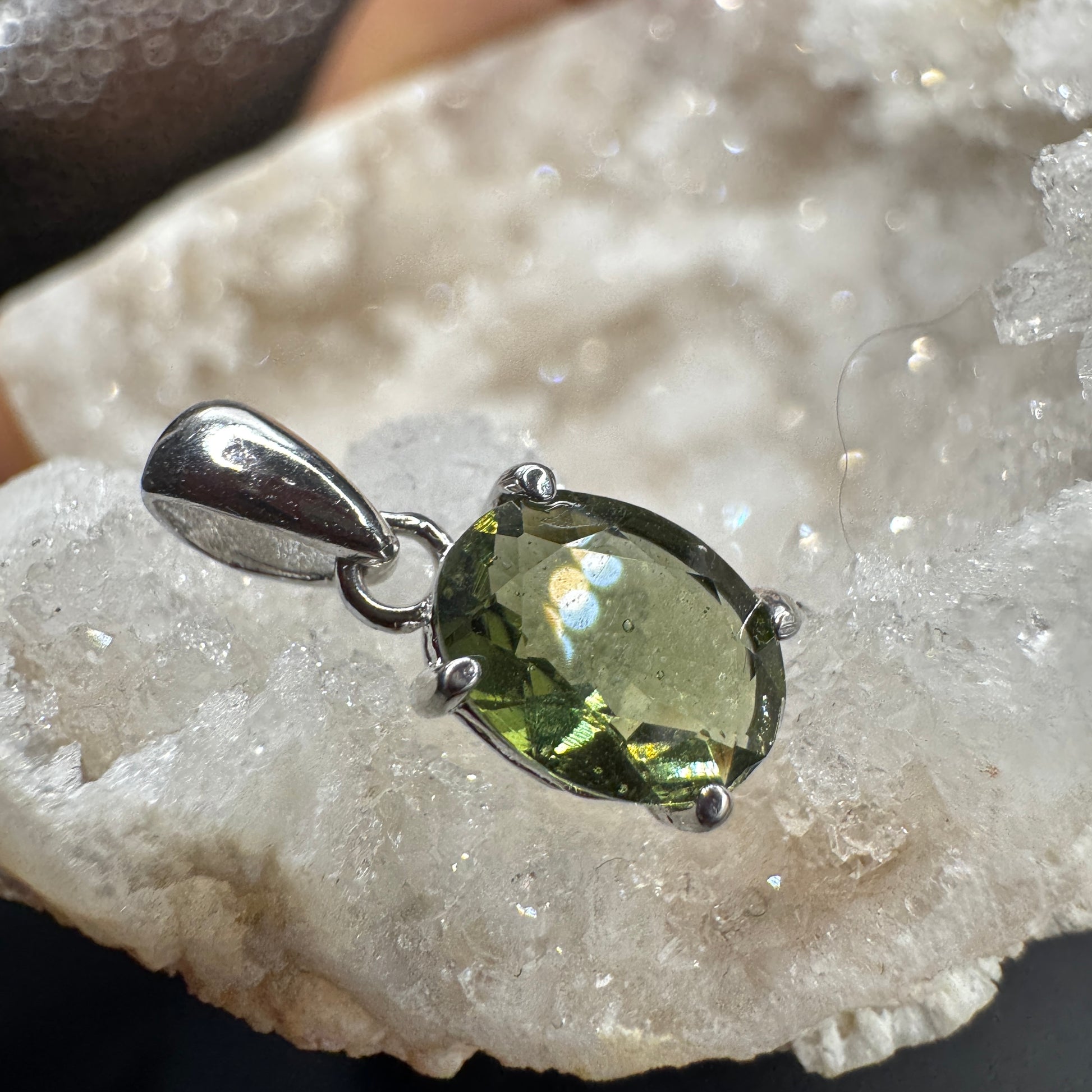Moldavite Oval Certified S925 Necklace