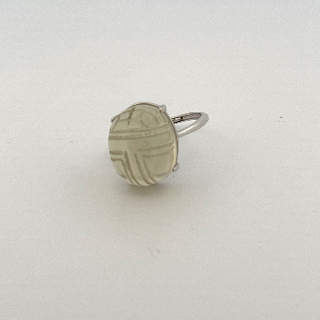 Large Libyan Desert Glass S925 Certified Adjustable Ring