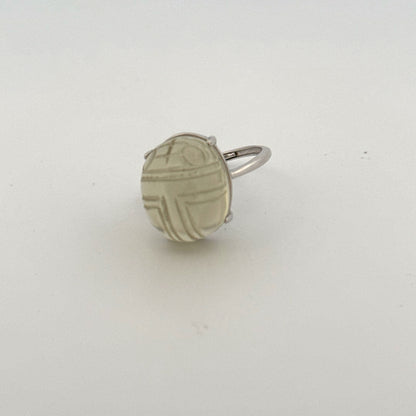 Large Libyan Desert Glass S925 Certified Adjustable Ring