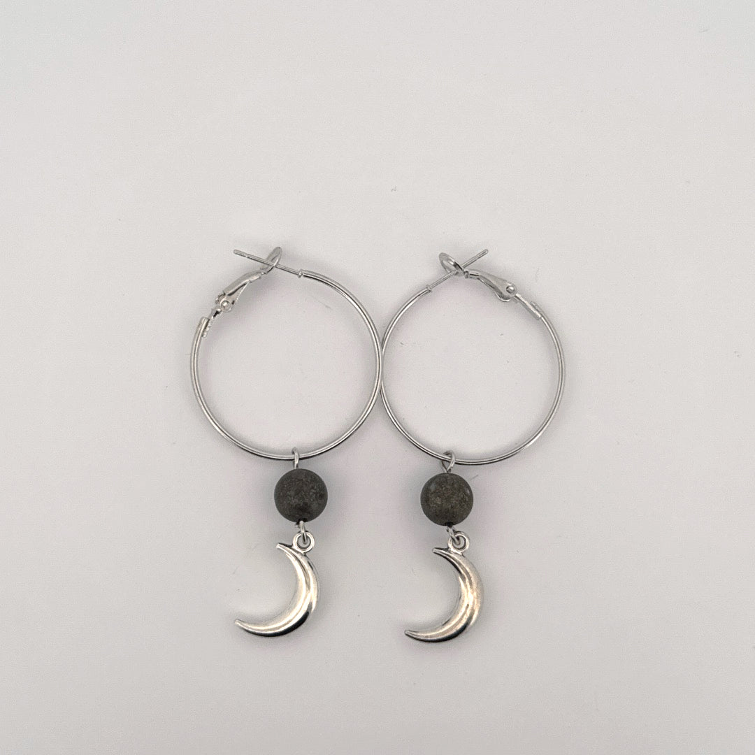 Pyrite Moon Handmade Hoop Earrings