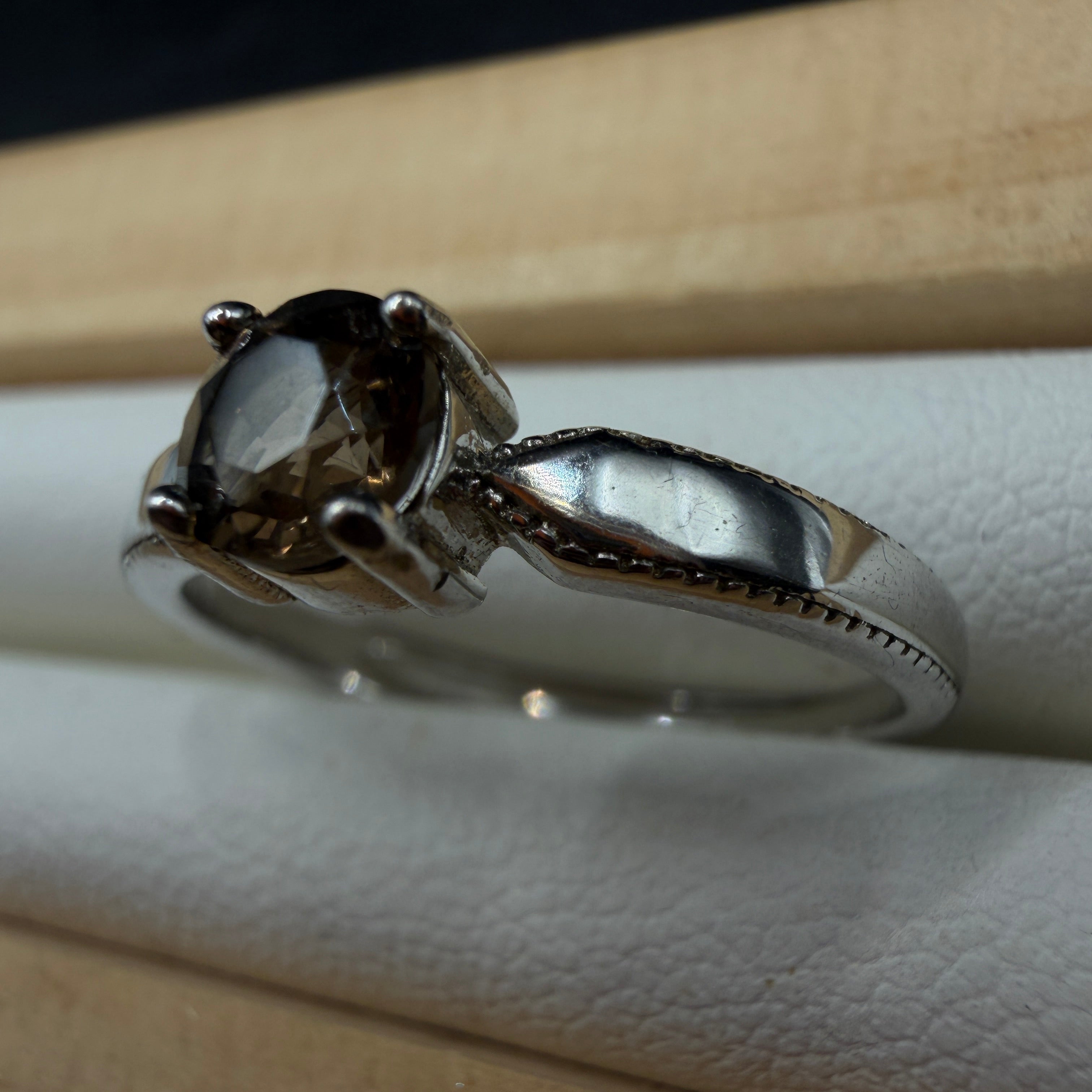 Smokey Quartz S925 Adjustable Ring
