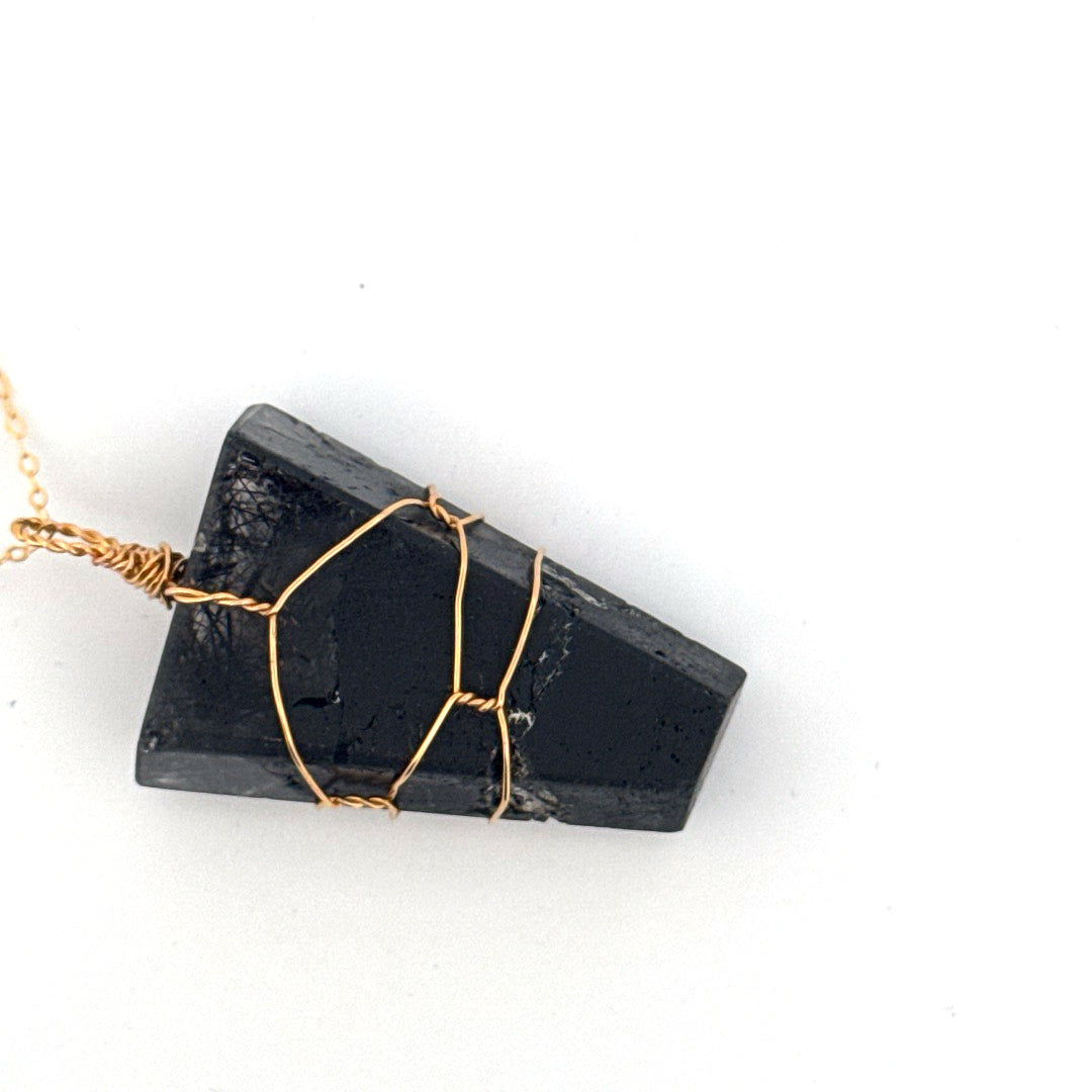 Black Tourmaline in Quartz Handmade Necklace