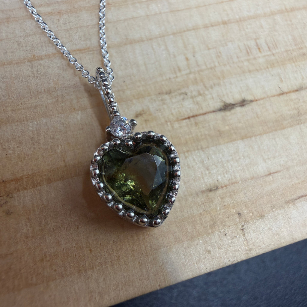 Moldavite Heart S925 Certified Necklace