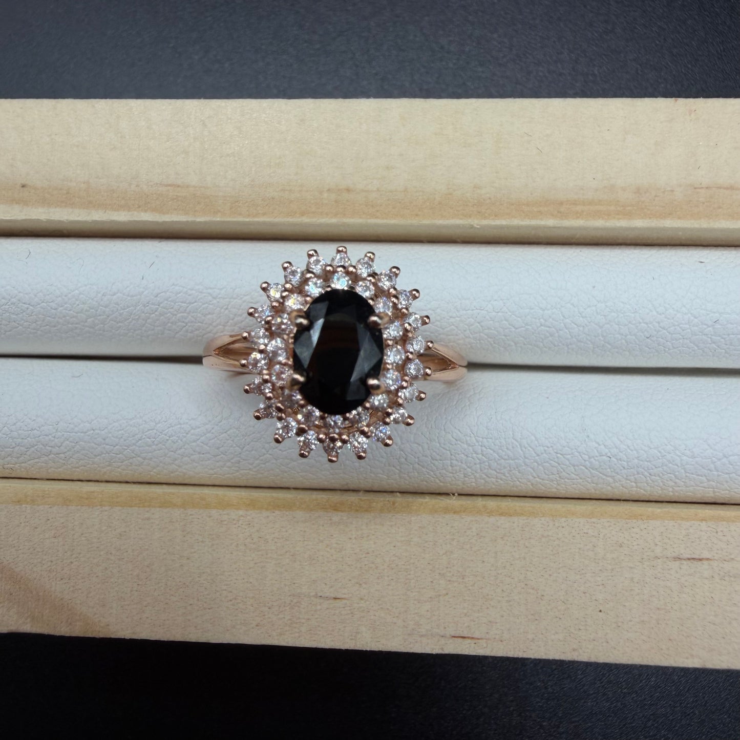 Black Spinel Copper S925 Adjustable Ring