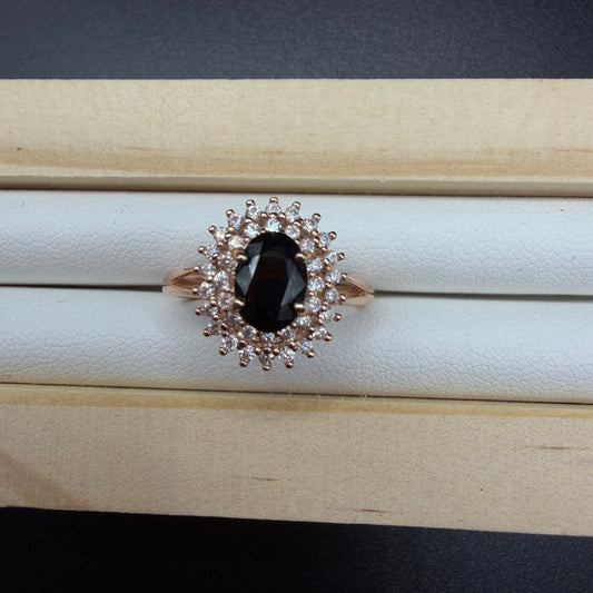 Black Spinel Copper S925 Adjustable Ring
