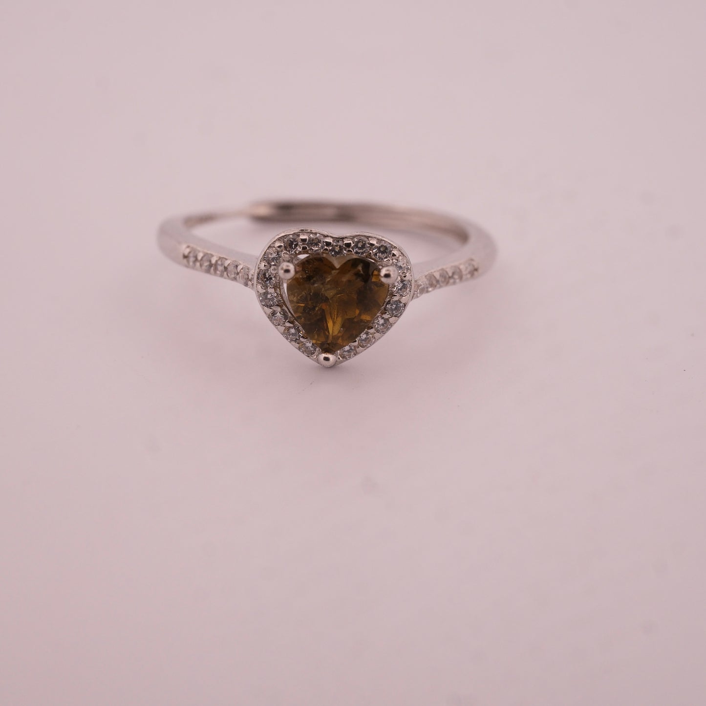 Tourmaline Heart S925 Adjustable Ring